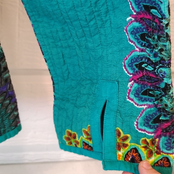 Anu Quilted Blazer Jacket Floral Womens size Medium Art to Wear 100% Cotton - Picture 7 of 11